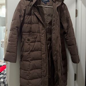 Lands' End Taupe Puffer Jacket